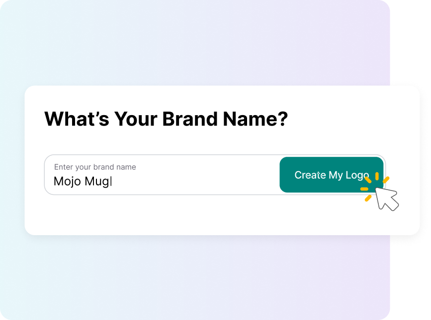 Business name section with create my logo button from the landing page