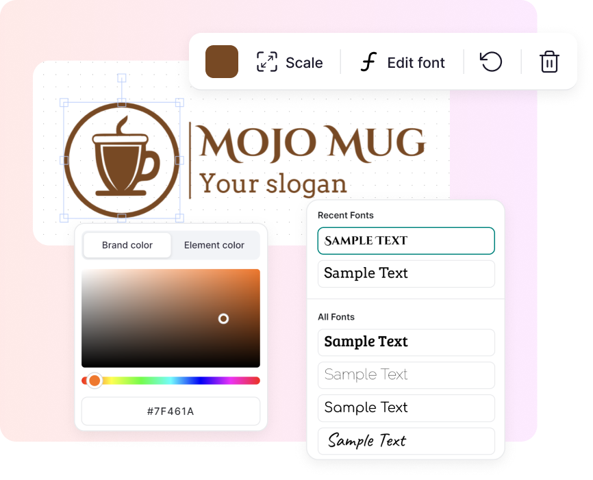 The screenshots of Mojo Mug Logo Editing Section